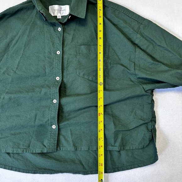 Tradlands Womens Boxy Long Sleeve Button Up Top Size M Hunter Green READ - Picture 13 of 14